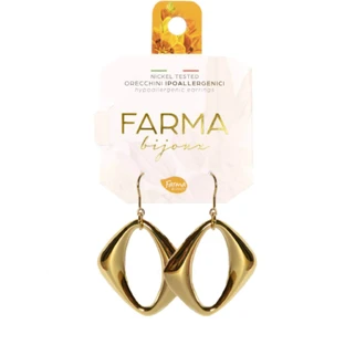 FARMA BIJOUX Pendientes Colgante Hipoalergénico Rombo Oro 42mm