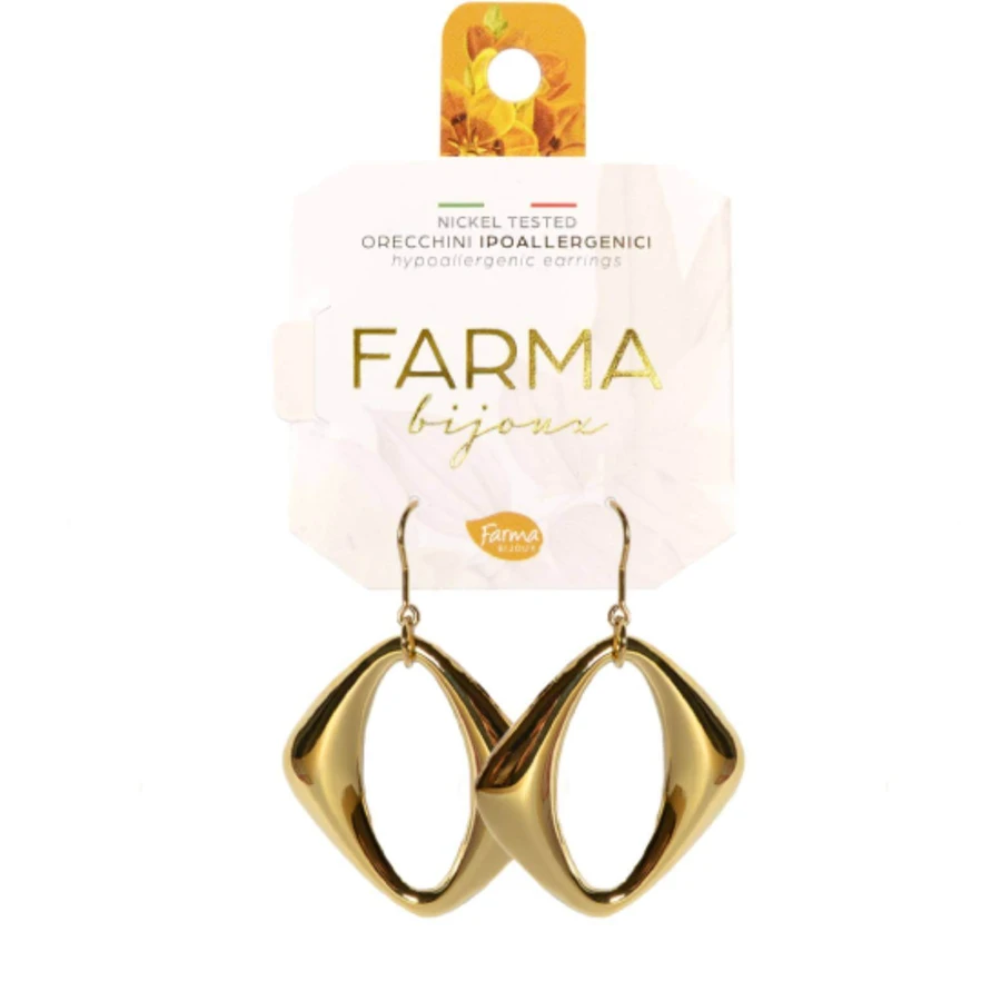 FARMA BIJOUX Pendientes Colgante Hipoalergénico Rombo Oro 42mm