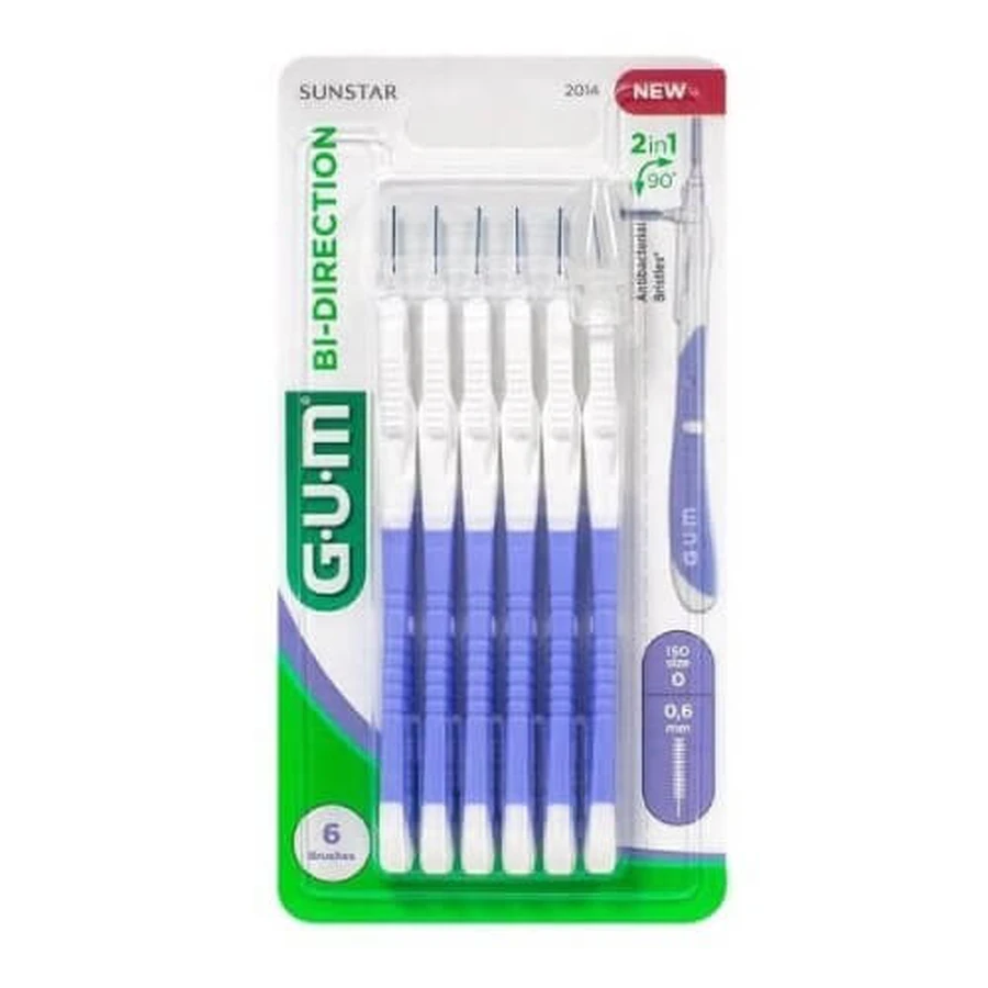 GUM 2014 Bi-Directional Brushes with Lila Handle 0,6mm 6 pcs.