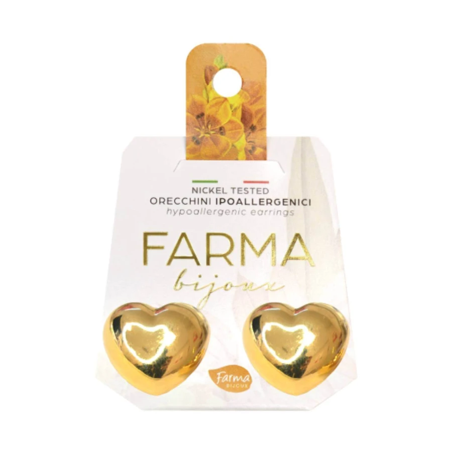 FARMA BIJOUX Hypoallergenic Earrings Gold Plated Hearts 20mm
