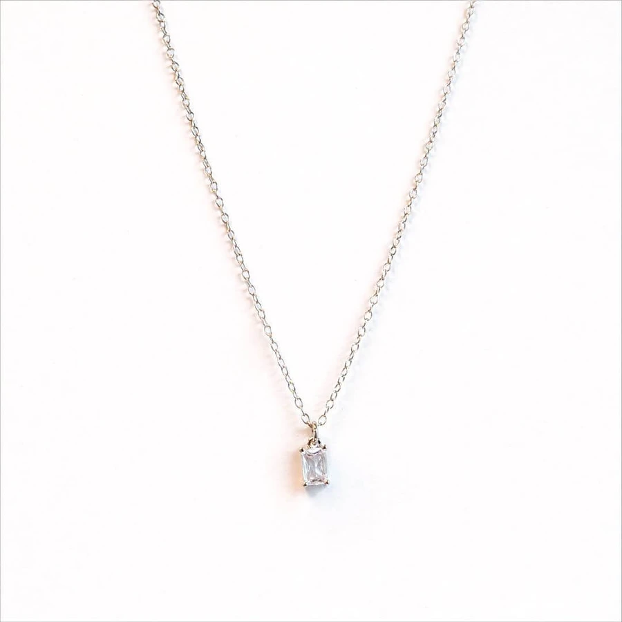 FARMA BIJOUX Hypoallergeen Zilveren Ketting met Helder Kristal 38/42CM (BE1SP01)