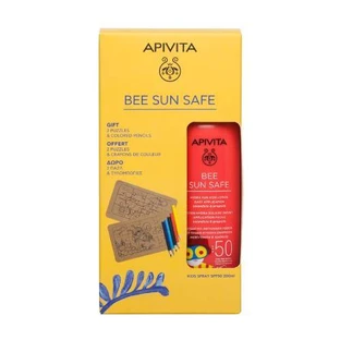 APIVITA Set avec Bee Sun Safe Hydra Sun Kids Lotion solaire hydratante pour enfants SPF50 200ml + CADEAU 2 Puzzle et crayons de couleur