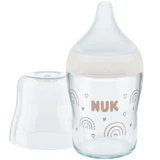NUK Perfect Match glazen anti-koliekfles met siliconen speen & temperatuurindicator voor 0+ maanden 120ml - Rainbow