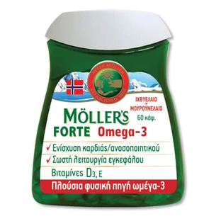 MOLLER'S Forte Omega-3 Visolie en Levertraan Mix 60 Capsules