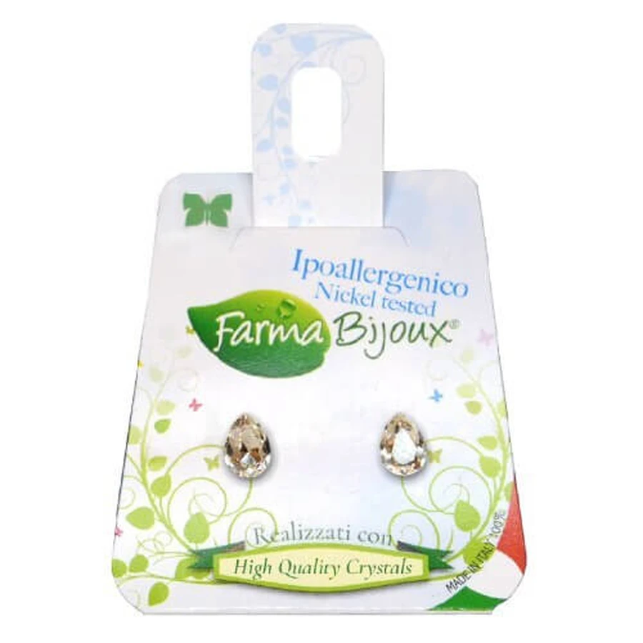 FARMA BIJOUX Gota Hipoalergénica Pendientes Lágrima Cristal Swarovski Transparente 6mm
