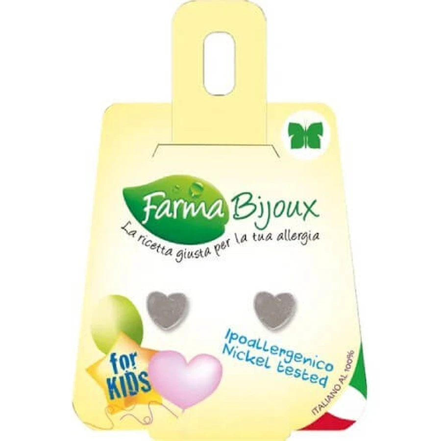 FARMA BIJOUX Hypoallergenic silver earrings with silver hearts 7mm