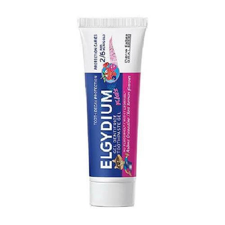 ELGYDIUM Kids Rode Bessen Tandpasta voor Kinderen 3-6 voor Bescherming tegen Cariës 50ml