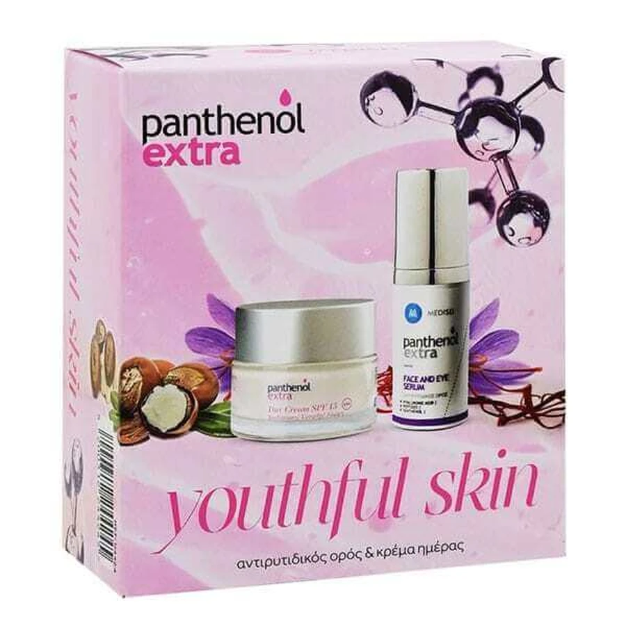 PANTHENOL Extra Set Youthful Skin with Day Cream with SPF15 50ml + Anti-wrinkle Face and Eye Serum 30ml