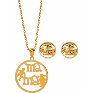 DALEE Hypoallergenic Jewelry Mom Set with Gold Plated Steel Necklace & Earrings