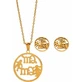 DALEE Joyería hipoalergénica Set de mamá con collar y pendientes de acero chapado en oro