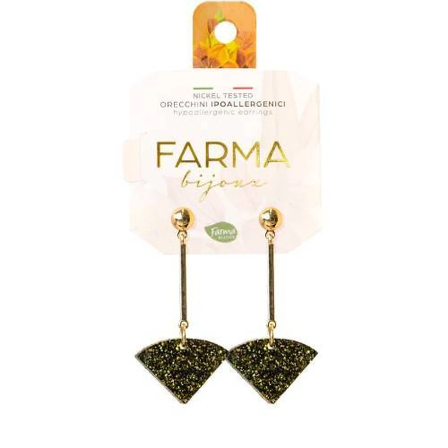 FARMA BIJOUX Hypoallergene Ohrringe Anhänger Dreiecke Grün Gold 50mm (BEWE05)