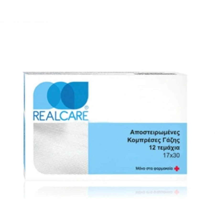 REAL CARE Gasa de Algodón Estéril en Sobre 17x30cm 12 uds.