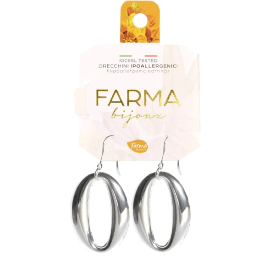 FARMA BIJOUX Hypoallergenic Earrings Silver Oval 45mm