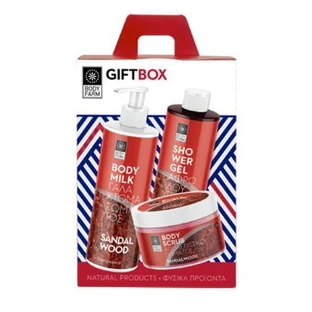 BODYFARM Geschenkverpakking Sandelhout met Body Lotion 250ml + Body Shower 250ml + Body Exfoliator 200ml