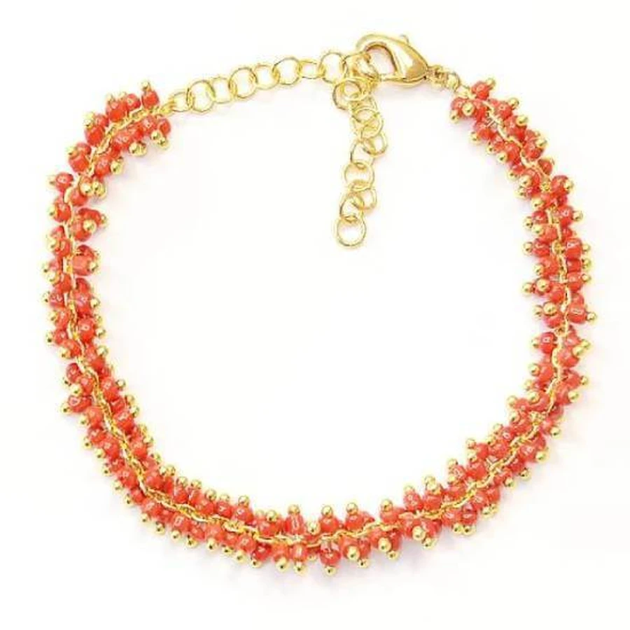 FARMA BIJOUX Armband mit roten Korallen 17/22cm