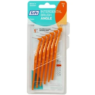 TEPE Angle Intermediate Brushes with Handle 0.45mm Orange 6 pcs.