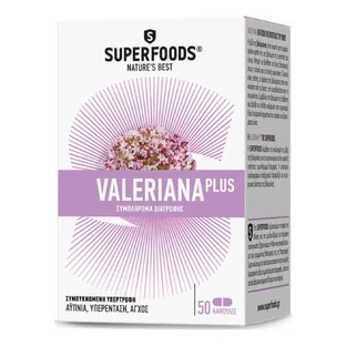 SUPERFOODS Valeriana Plus 1200mg Dietary Supplement for Improving Sleep Quality 50 Capsules