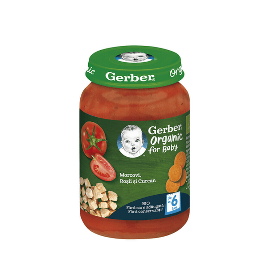 Cumpără Piure bio din Morcovi, rosii si curcan, 190 gr, Gerber Piure bio din Morcovi, rosii si curcan, 190 gr, Gerber