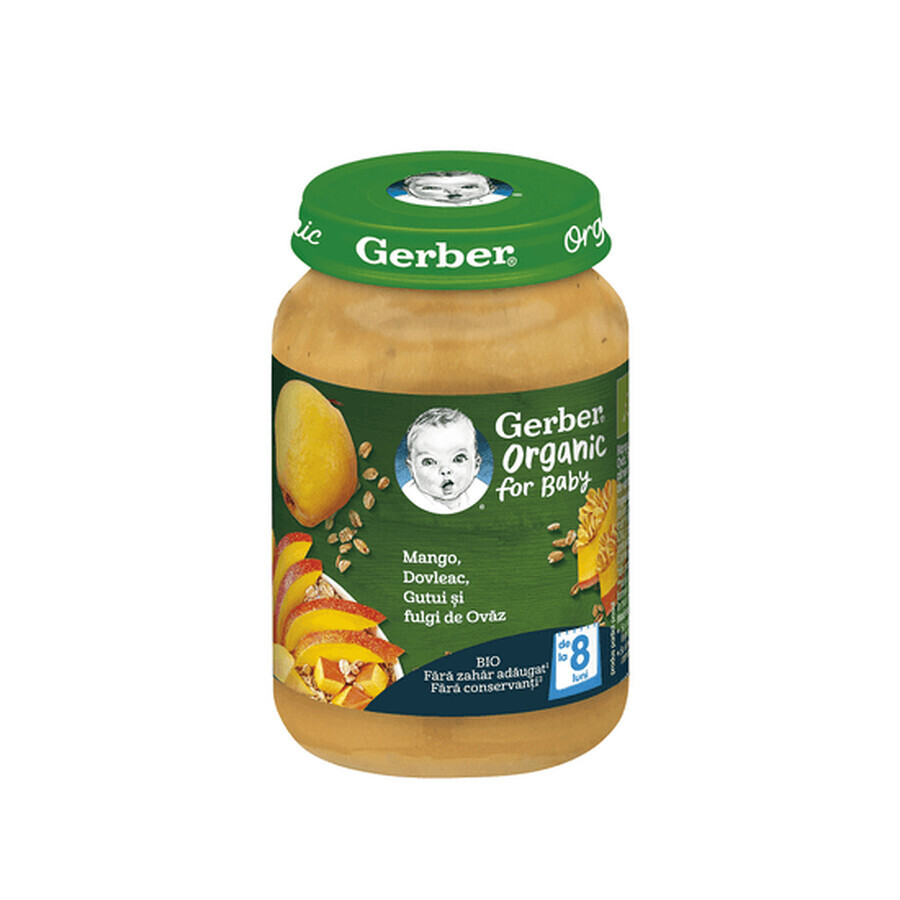 Boutique Purée bio à la mangue, au potiron, au gututut et aux flocons d'avoine, 190 gr, Gerber Purée bio à la mangue, au potiron, au gututut et aux flocons d'avoine, 190 gr, Gerber