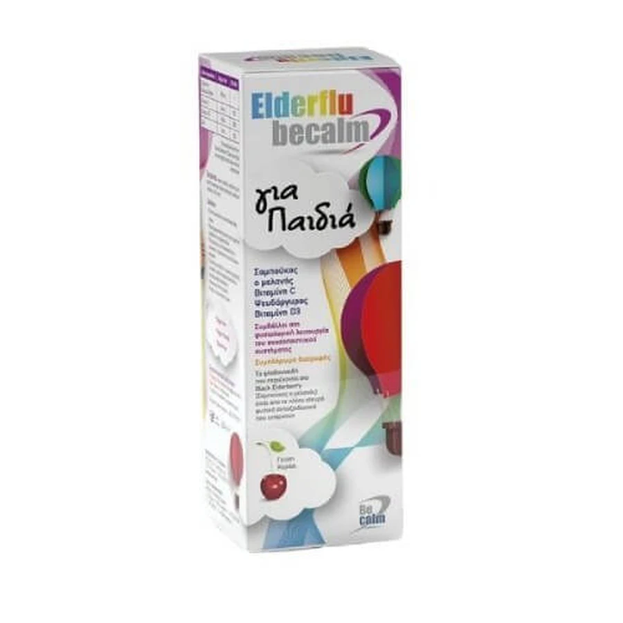 BECALM Elderflu Jarabe de cereza para niños para la protección contra virus y resfriados 250ml