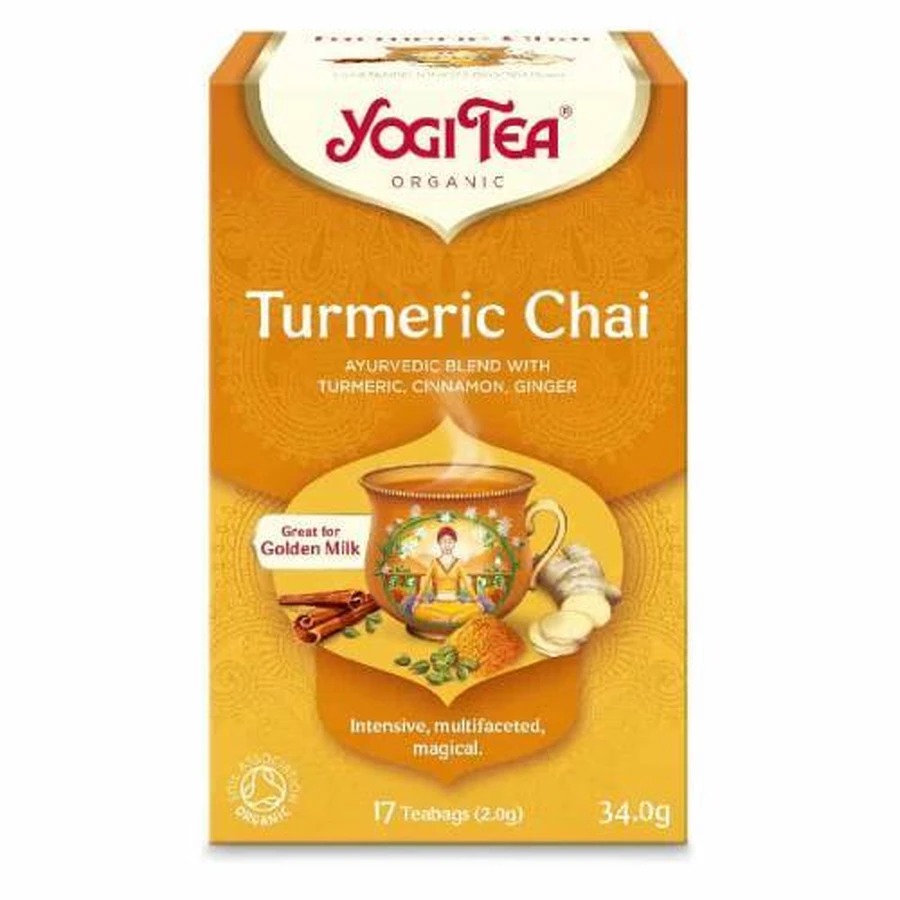 YOGI TEA Turmeric Chai Té orgánico para la relajación y mejora del estado de ánimo 17 bolsitas 30.6gr