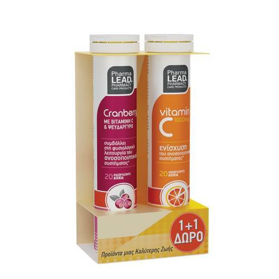 PHARMALEAD Cranberry 20 Brausetabletten + Vitamin C 1000mg 20 Brausetabletten FREE 1+1