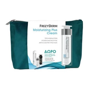 FREZYDERM Promo Crema Hidratante Plus Crema Hidratante Rostro y Cuello 50ml + Limpiador Facial Suave, 15ml + Sérum Antiedad, 5ml + Maquillaje Velvet Colors Medio Mate 2ml + Estuche de Agua