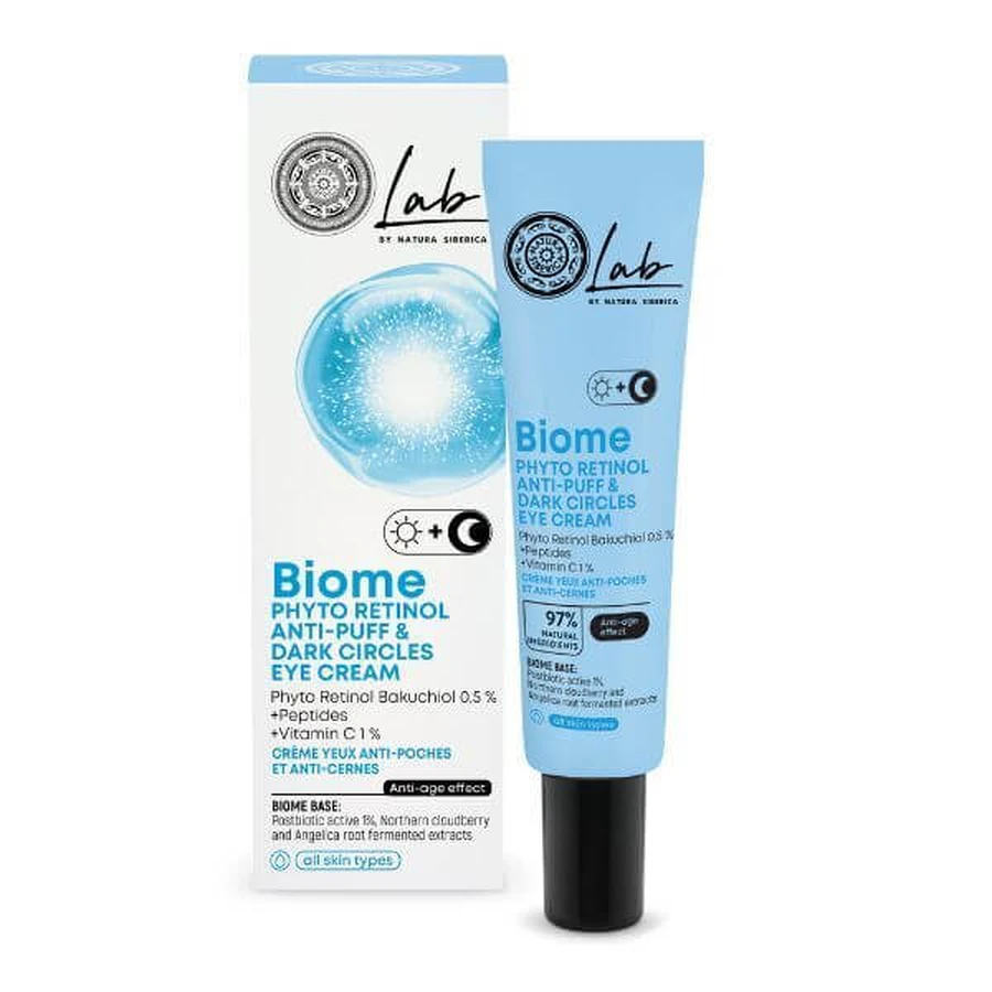 NATURA SIBERICA Lab Biome Phyto Retinol Oogcrème tegen wallen & zwarte kringen 30ml