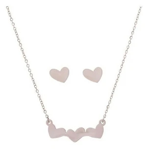 DALEE Set de joyería hipoalergénica con collar triple corazón y pendientes de acero