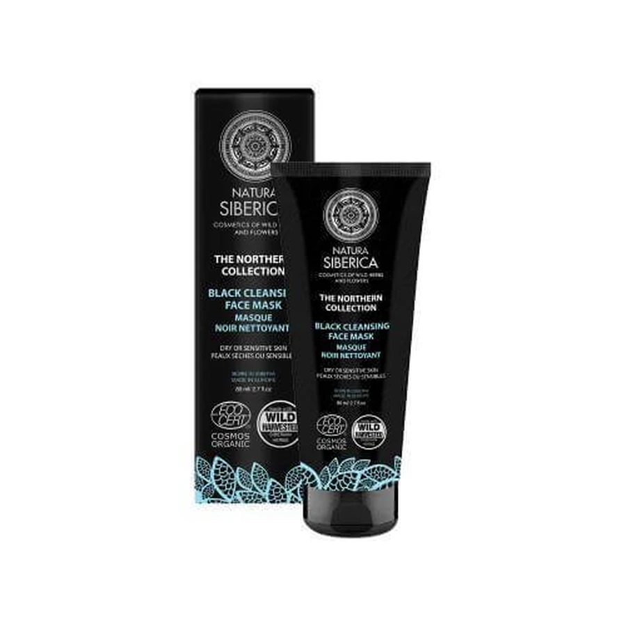NATURA SIBERICA Northern Collection Mascarilla Facial Limpiadora Negra Mascarilla facial limpiadora negra para una piel radiante, adecuada para pieles secas o sensibles, para todas las edades 80ml