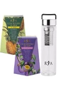 Lot de 2 boîtes de thé faible + bouteille avec infuseur à double paroi