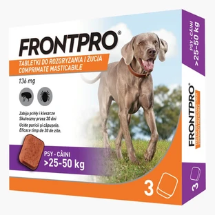 FrontPro 136 mg kauwtabletten tegen vlooien en teken voor honden 25-50 kg - 3 tabletten
