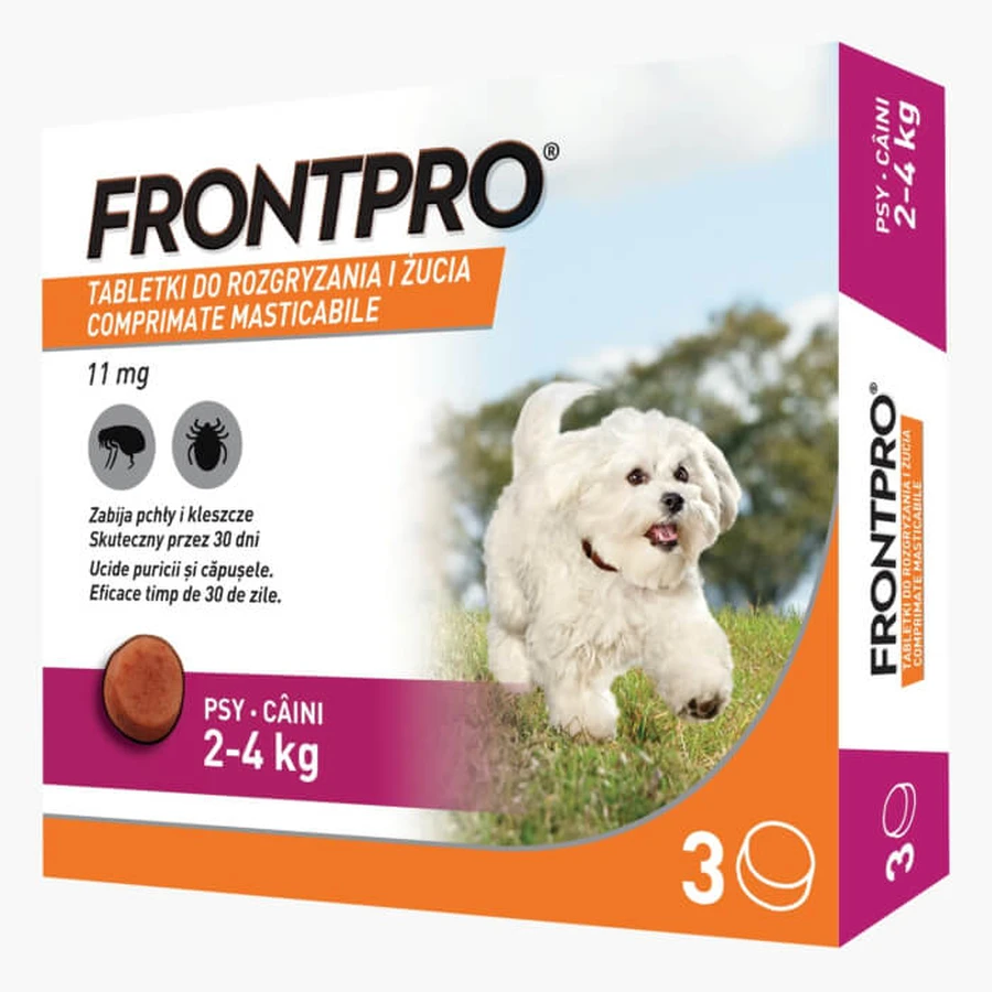 FrontPro 11 mg chewable tablets against fleas and ticks for dogs 2-4 kg - 3 tablets