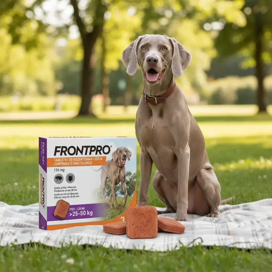 FrontPro 136 mg chewable tablets against fleas and ticks for dogs 25-50 kg - 1 tablet