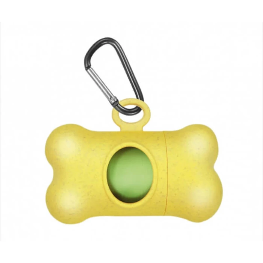 Dispensador de bolsas de aseo de bambú - Amarillo