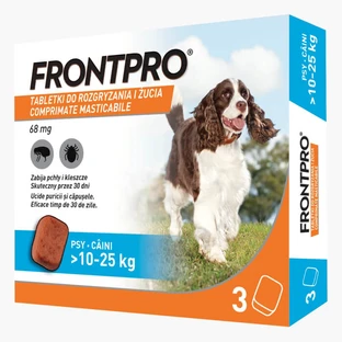 FrontPro 68 mg comprimés à croquer contre les puces et les tiques pour les chiens de 10 à 25 kg - 3 comprimés