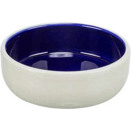 TRIXIE, honden- en kattenbak, rond, keramiek, wit en blauw, XS(0.3l, ⌀12cm)