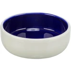 TRIXIE, honden- en kattenbak, rond, keramiek, wit en blauw, XS(0.3l, ⌀12cm)