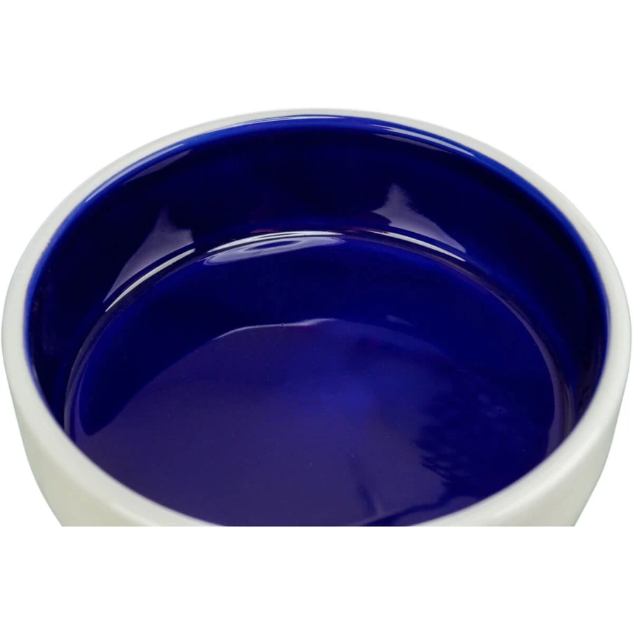TRIXIE, honden- en kattenbak, rond, keramiek, wit en blauw, XS(0.3l, ⌀12cm)