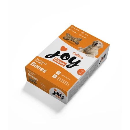 CALIBRA Joy Chewy Bones, M-XL, Beef Belly and Pumpkin, single protein grain free reward pouch for dogs, 720g