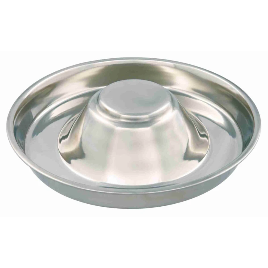 TRIXIE Puppy Bowl, cuenco para perros, redondo, acero inoxidable, plata, M-L(1,4l, ⌀29cm)