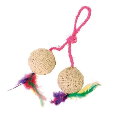 Trixie, toy with 2 balls, cats, sisal, multicolor, 4.5cm