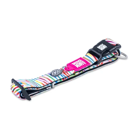 MAX & MOLLY Smart ID Magic Zebra, hondenhalsband, verstelbaar, polyester, wit, drietand gesp, S(28-45 x 1.5cm)