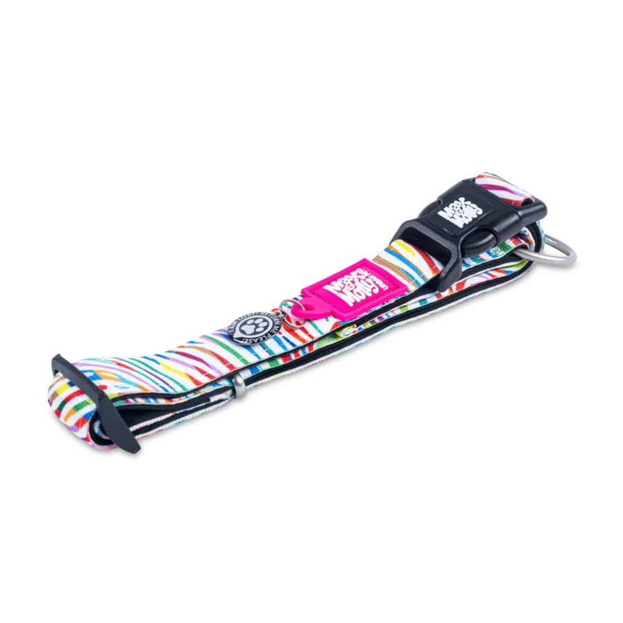 MAX & MOLLY Smart ID Magic Zebra, hondenhalsband, verstelbaar, polyester, wit, drietand gesp, S(28-45 x 1.5cm)