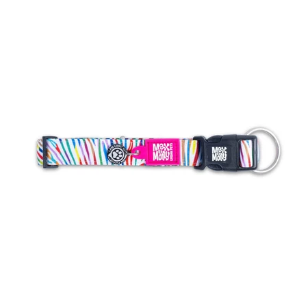 MAX & MOLLY Smart ID Magic Zebra, hondenhalsband, verstelbaar, polyester, wit, drietand gesp, S(28-45 x 1.5cm)