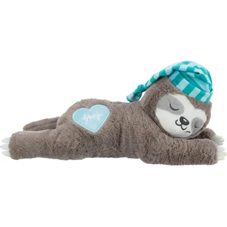 TRIXIE Perezoso con Simulador de Latido, juguete interactivo para perros junior XS-XL, con sonido, felpa, marrón y azul, 34cm