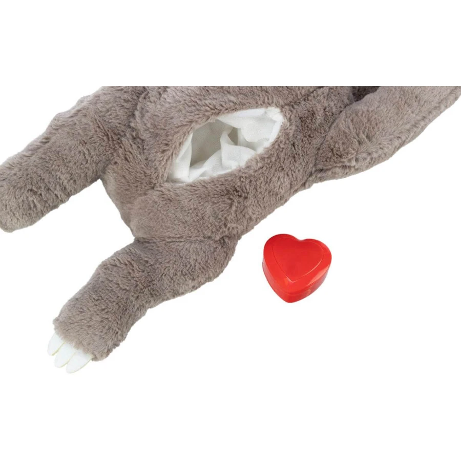 TRIXIE Perezoso con Simulador de Latido, juguete interactivo para perros junior XS-XL, con sonido, felpa, marrón y azul, 34cm