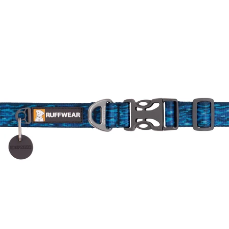 RUFFWEAR Flat Out Oceanic Distortion, zgardă bandă câini, ajustabilă, albastru, S(28-36 x 2cm)