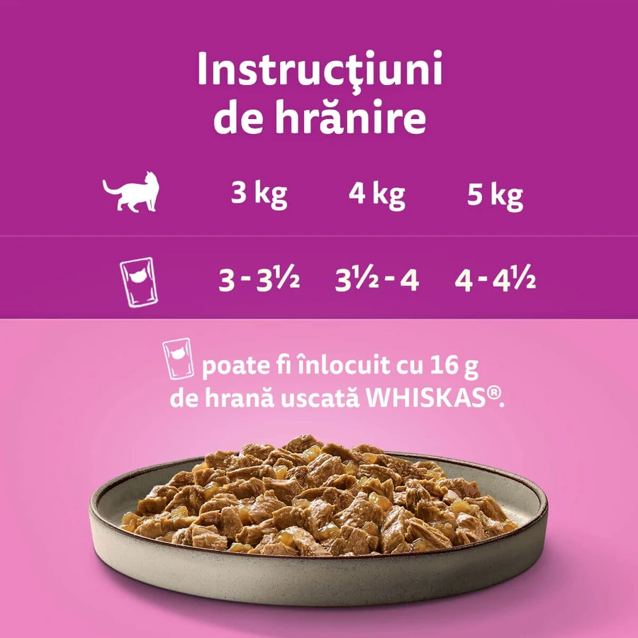 WHISKAS Pure Delight Classic Selections, Beef and Chicken, sachet wet cat food, (in aspic), multipack, 85g x 4