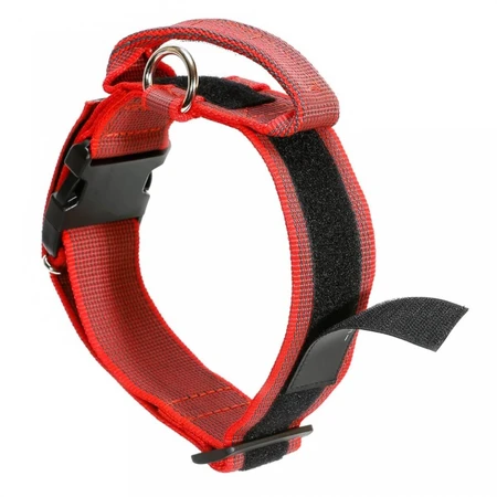 JULIUS-K9 Color & Gray, regulowana obroża z uchwytem dla psa, nylon, 40mm x 38-53cm, czerwona z szarym: ceny i cechy
